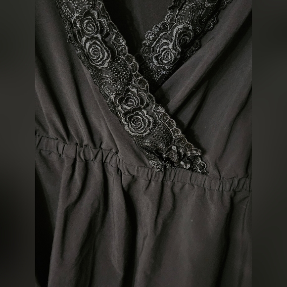 NWOT Torrid Black Surplice Peplum Top with Lace - Picture 4 of 5